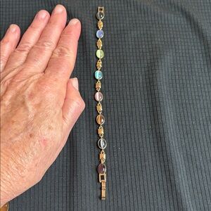 Vintage Monet  Gold and Multicolor Stone Bracelet